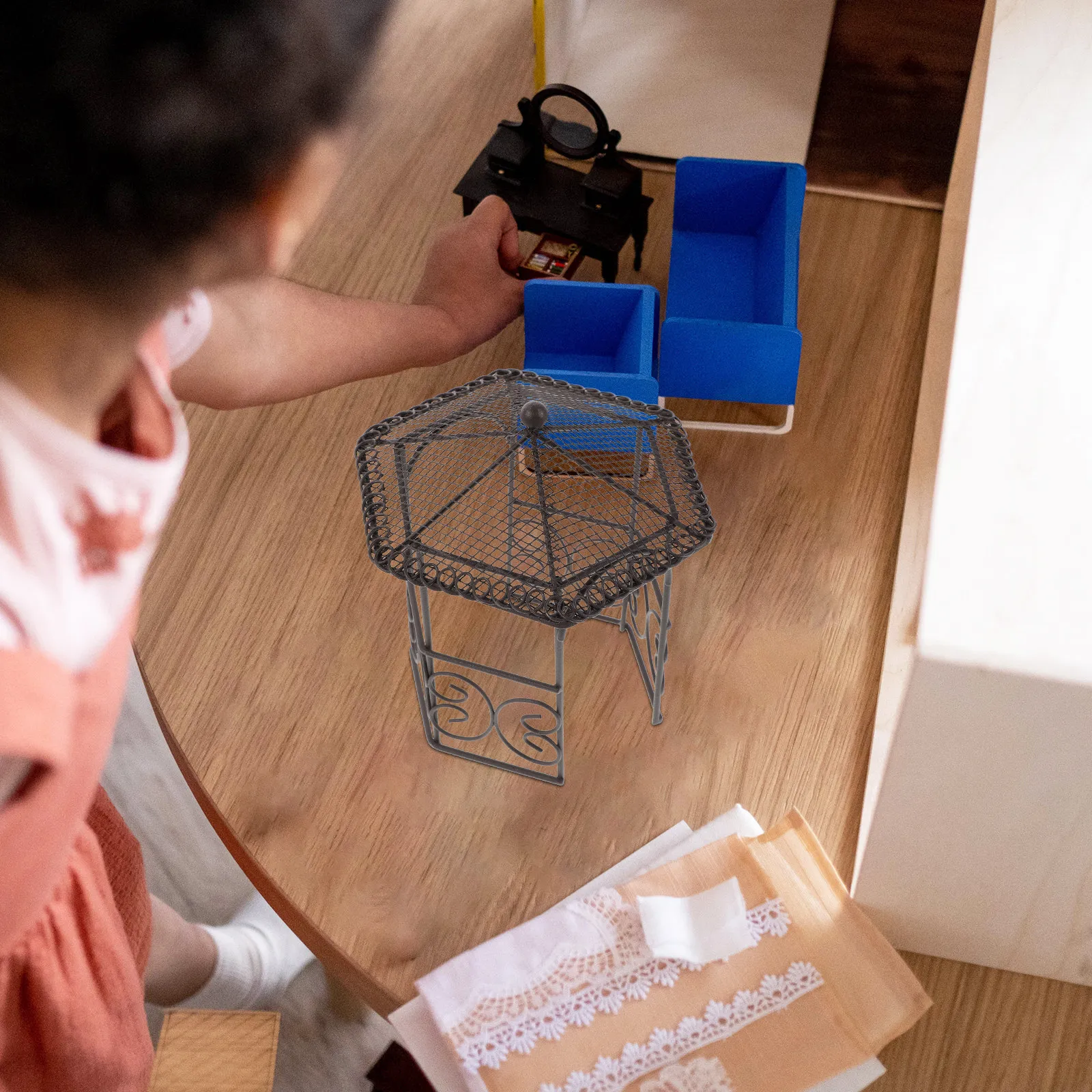 

4Pcs Miniature Iron Pavilion Decorative Micro Landscape Fairy Garden Accessories Dollhouse Furniture Ornaments Creative Home