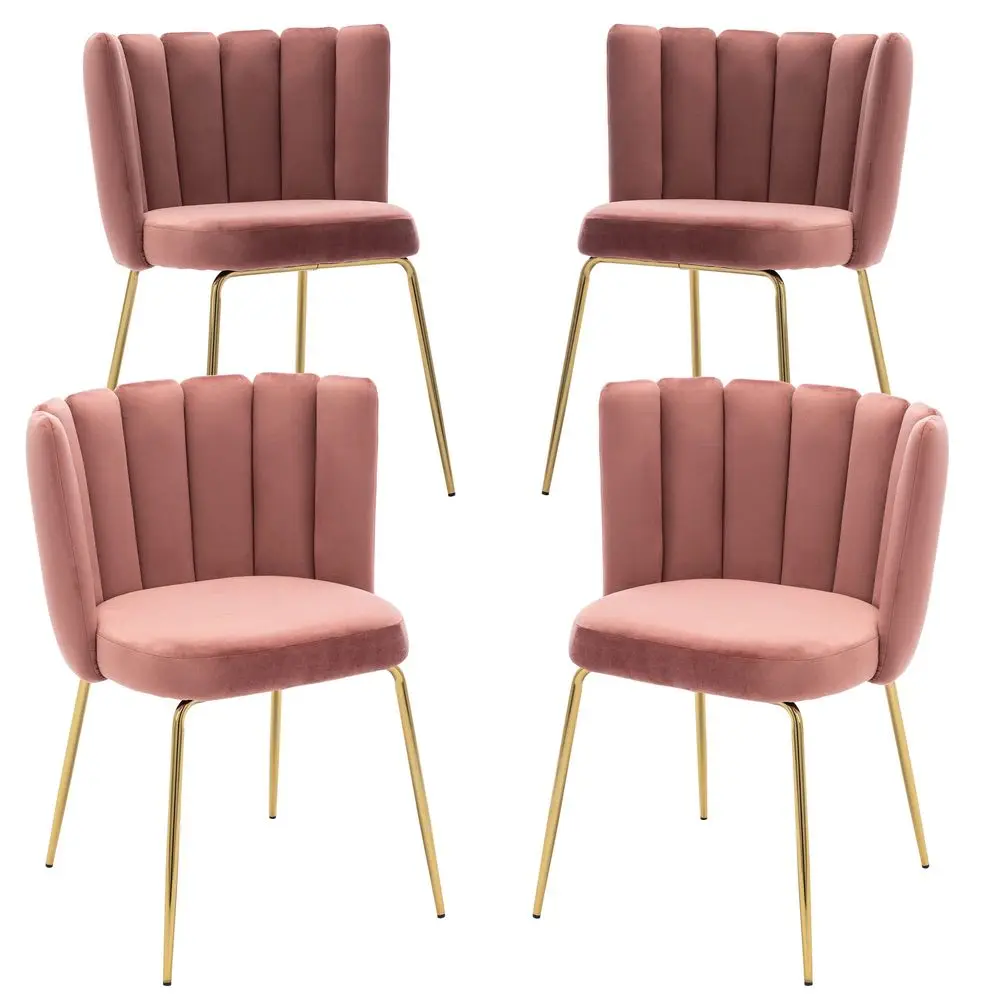 Dining Room Chairs Set of 4 Modern Velvet Accent Chairs Upholstered Side Chairs with Gold Metal Legs for Home Kitchen Living Ro