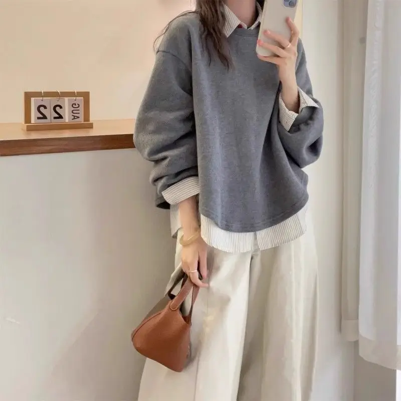 Sweatshirts Youth Women Tops Oversize Button 2025 Design Spring Style Loose Fit Fashionable Comfortable Winter Zipper Trend