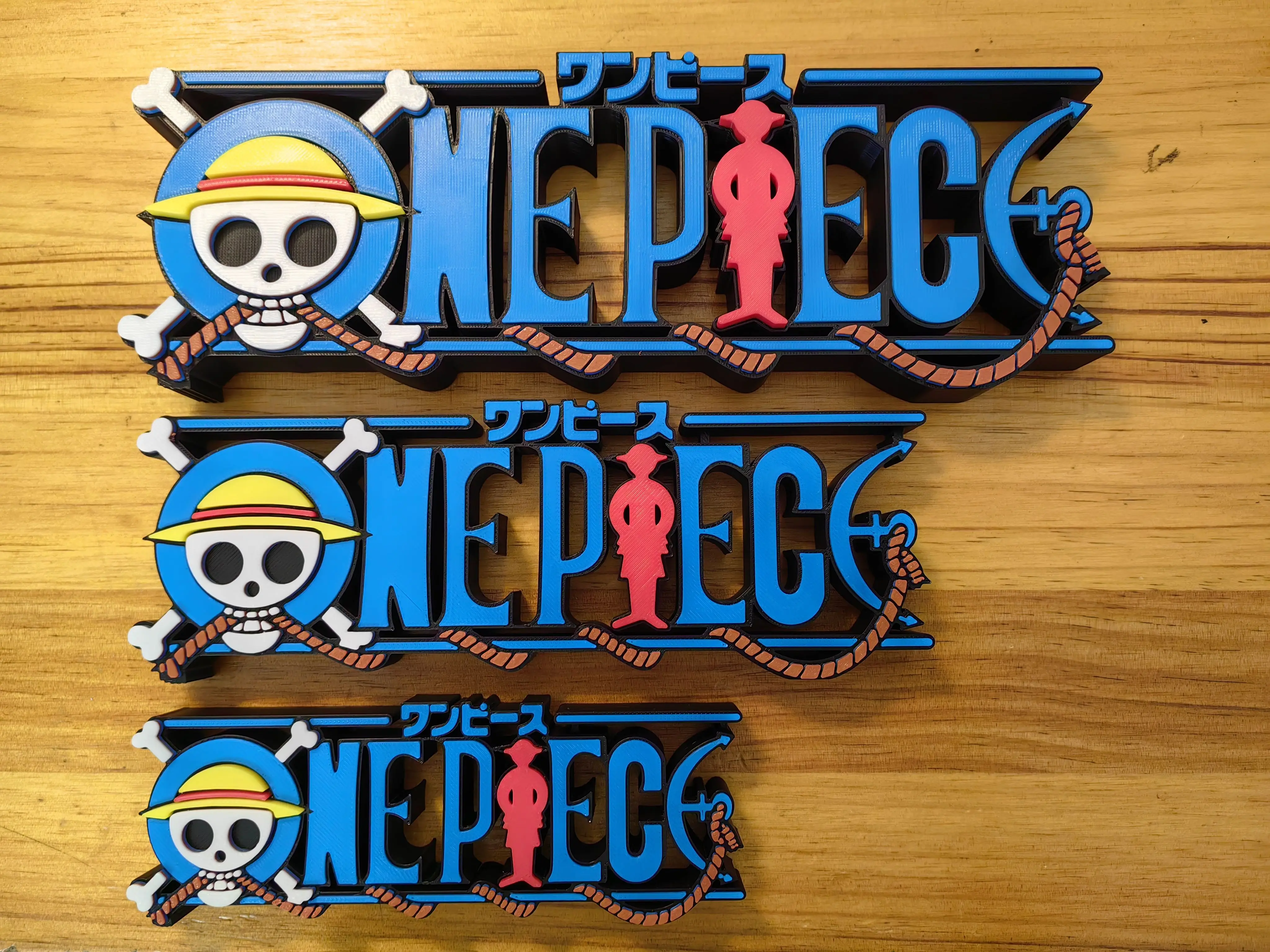 Anime One Piece 3d Logo Standing Sign 3d Printing Handmade Sign Desktop Ornament Collection Model Mainan Hadiah Liburan