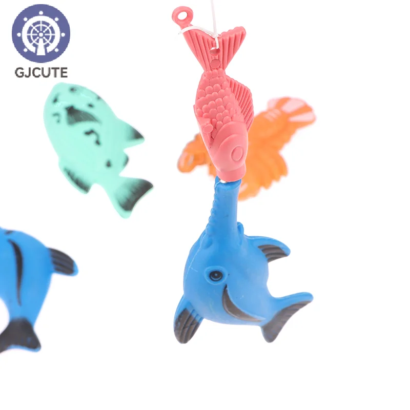 1Pcs Children Magnetic Fishing Rod With 10 Random Small Fish Bathtub Pool Water Floating Fish Toy Parent-child Interactive Toys