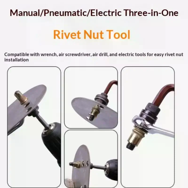 Hand Rivet Nut Head Set Ergonomic Labor-saving Manual Rivnut Tool Accessory for Industrial Construction Repair Work