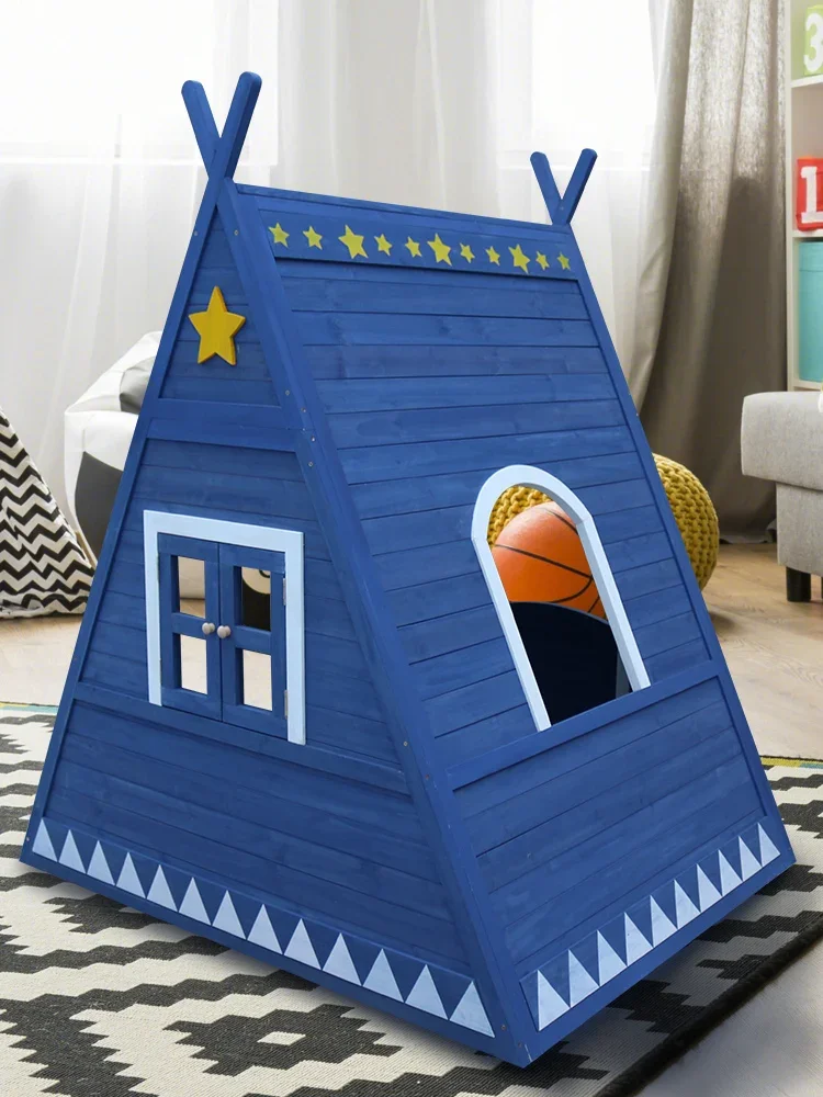 Children's Secret Base Cabin Solid Wood Game Small House Outdoor Baby Multifunctional Kindergarten Toy Triangle House