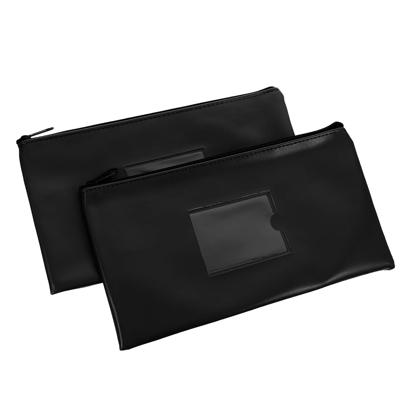 

2pcs Money Bags PU Receipt Storage for Bills Documents Clear Window Card Slot Wallet Deposit Bag File Folder