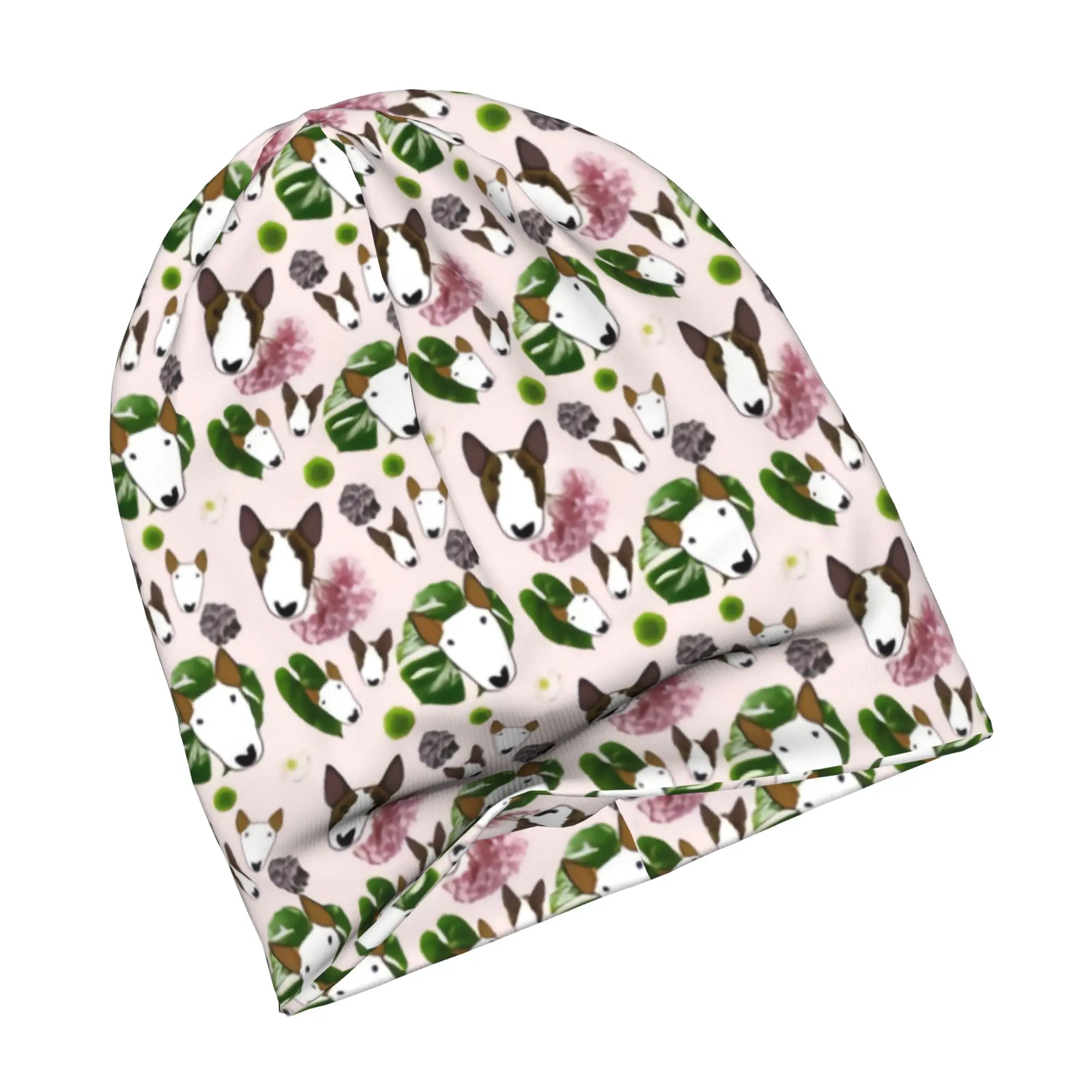 Tropical Print  Bonnet Hats  Hip Hop Knitting Hat For Men Women Warm Winter Bull Terrier Dog  Skullies Beanies Caps