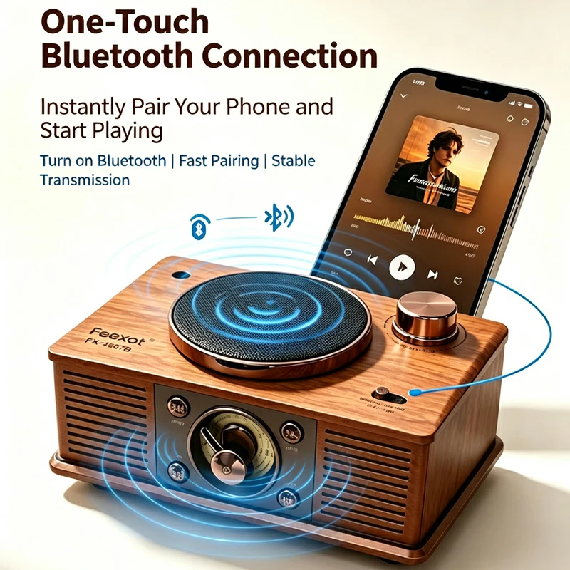 Portable Vintage Radio Retro FM AM SW Radios Receiver Wireless   Bluetooth Speaker Audio Player Support TF Card USB AUX Play