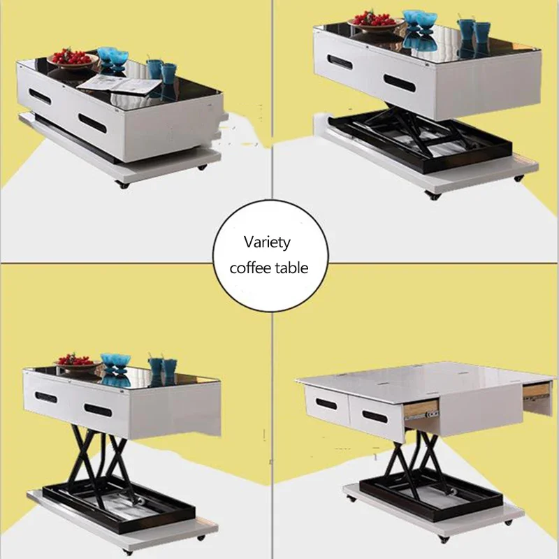 Table basse électrique multifonctionnelle avec télécommande filaire et sans fil, table à manger, quincaillerie de levage, cadre en fer pliant, 48V, 80W