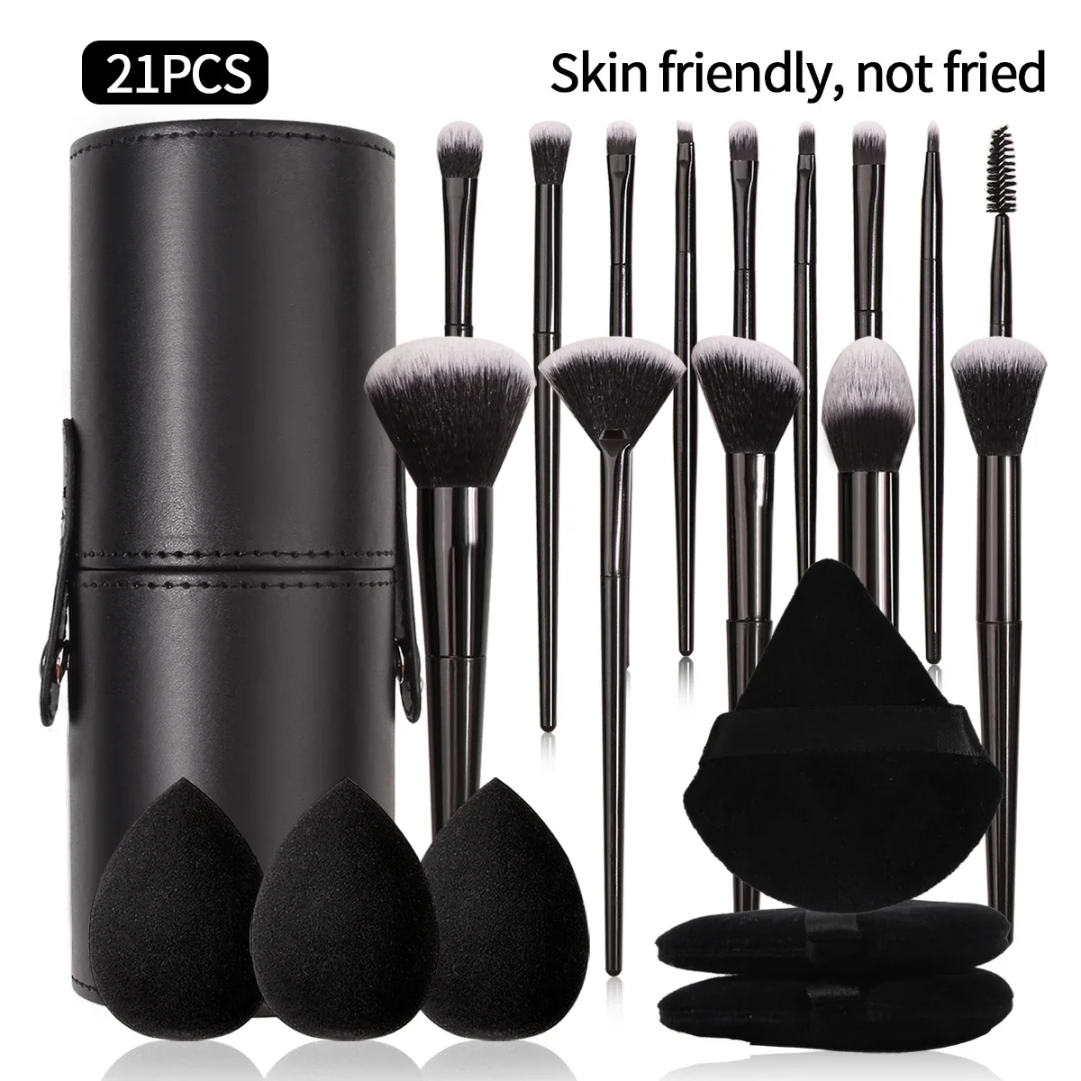 Conjunto de pincéis de maquiagem preto profissional super macio detalhe escova blush fundação corretivo sombra escova ferramenta de beleza feminina