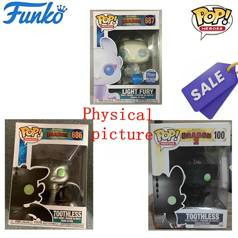 Funko Pop Как беззубик # 100 # 686 Свет Fury # 687, коллекция фигурок «Поезд свой дракон», куклы, игрушки, подарки для детей