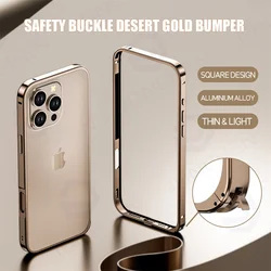 Light Aluminum Metal Bumper Case Desert Gold For iPhone 12 13 14 Plus 15 16 17 Pro Max Ultra Thin Alloy Back Frame Accessories