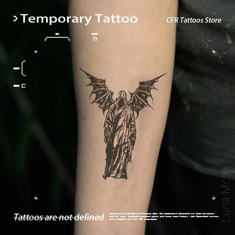 

Хип-хоп Demon Reaper травяной сок татуировка наклейка для мужчин тело Хэллоуин Хотвайф дешевая татуировка на шею временная водонепроницаемая подвеска Y2K