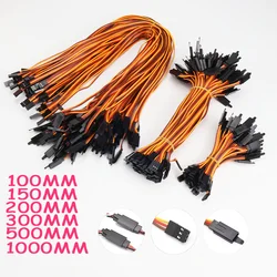 10Pcs/lot 100 /150 / 200 / 300 / 500 / 1000mm Extension Lead Wire Cable Anti-loose 60 core Servo For RC Futaba JR Male to Female