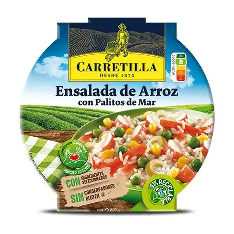 Carretilla Platos preparados, listos para consumir - Ensalada de Pasta con atún, Ensaladilla Rusa, Ensalada de Arroz, Pasta con jamón,  Magro con