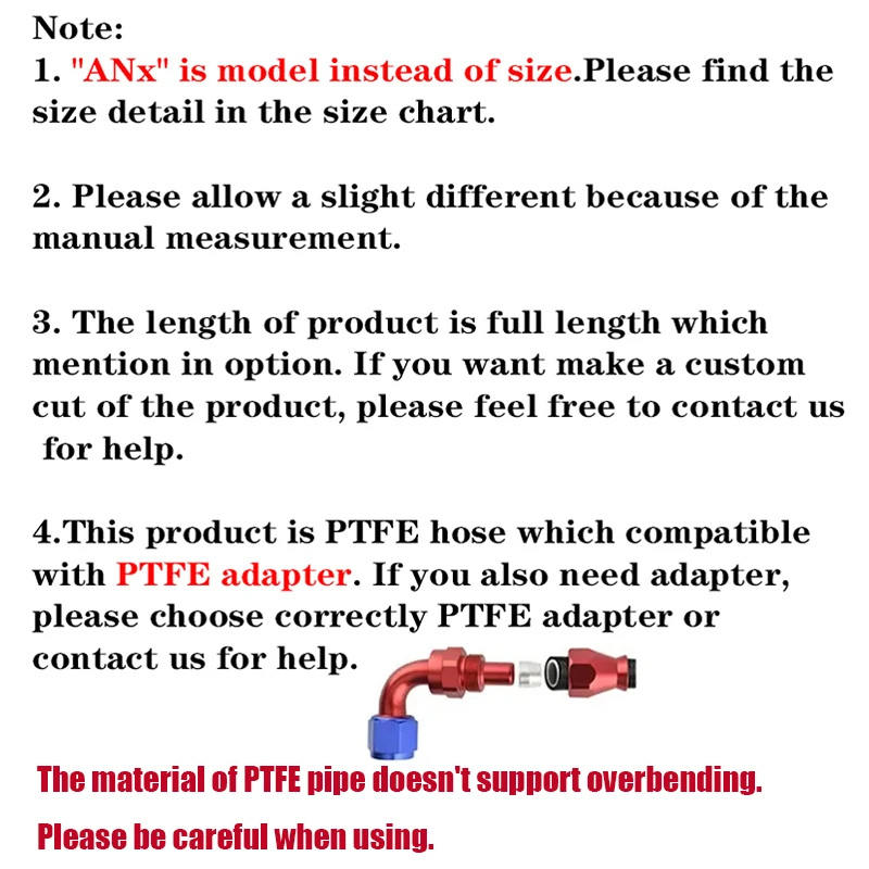 Manguera de freno de PTFE trenzada de acero inoxidable 304, manguera de enfriador de aceite y combustible, AN3, AN4, AN6, AN8, AN10, 1M/2M/3M/5M