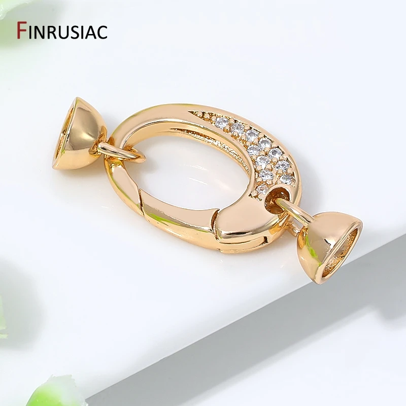 14K Gold Plated Brass Oval Fastener Pearl Clasps,Closure Lock Clasps For DIY Needlework Beads Pearls Jewelry Making Accessories image 6
