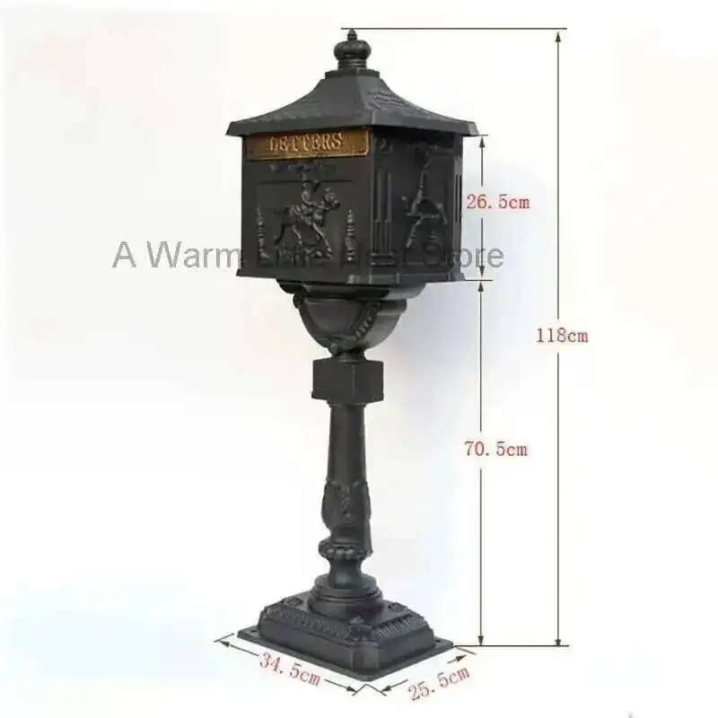 Nordic Villa Mailboxes Retro Creative Newspaper Box Cast Aluminum Non-rust Ornament Post Box Inbox Outdoor Mailbox Waterproof R