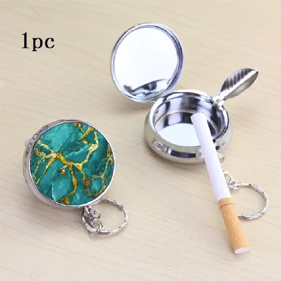 100pcs Sublimation Blank Portable Pocket Ashtray DIY Print Mini Stainless Steel Ashtrays with Key Chain For Father Gifts