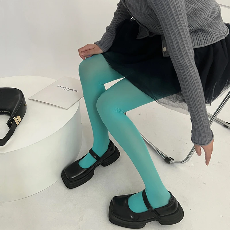 Sweet Girls Colorful Elastic Long Hosiery Stockings Women Candy Color Sexy Tights Spring Autumn Warm Velvet Seamless Pantyhose