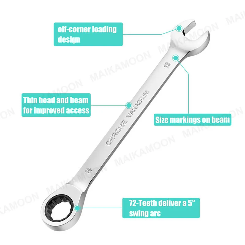 Ratcheting Combination Wrench Set Metric Key Wrench Car Repair CR-V Hand Tools Mechanical Workshop Tools Garage Ferramentas