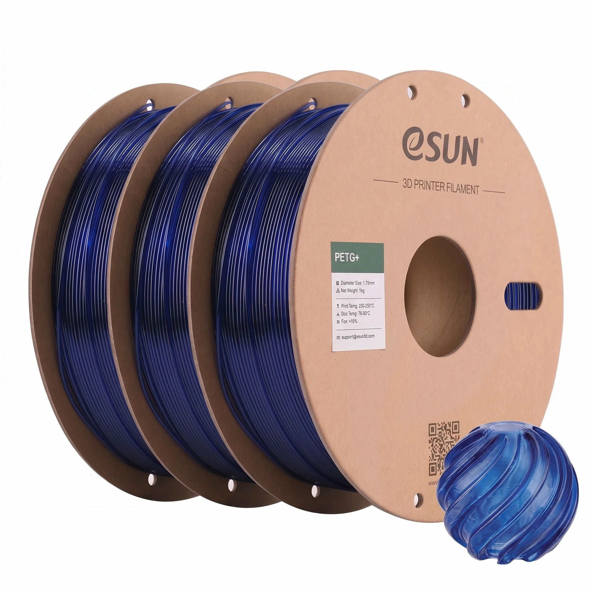 ESUN 3KG Upgrade PETG 3D-filament, 1,75 mm, 1 kg (2,2 lbs), hoogwaardig PETG-materiaal, geschikt voor FDM-printers.