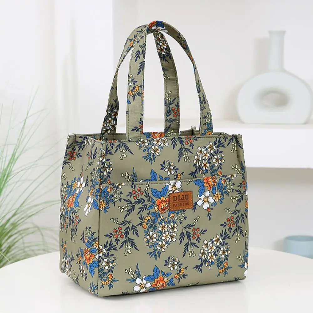 New Handbag Floral Print Lunch Bag Large Capacity Thermal Waterproof Insulated Bag Thickening Lunch Bag Women