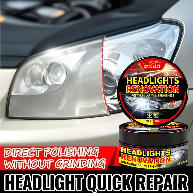 Car Headlight Restoration Polishing Kit - Scratch Remover & Oxidation Cleaner Repair Paste for Headlamp Assembly