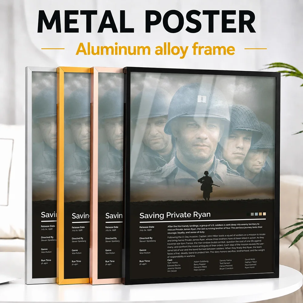 Saving Private Ryan Movie Framed Metal Poster Personalized Screen Tribute Wall Art Perfect Within Media Room As Story Lovers