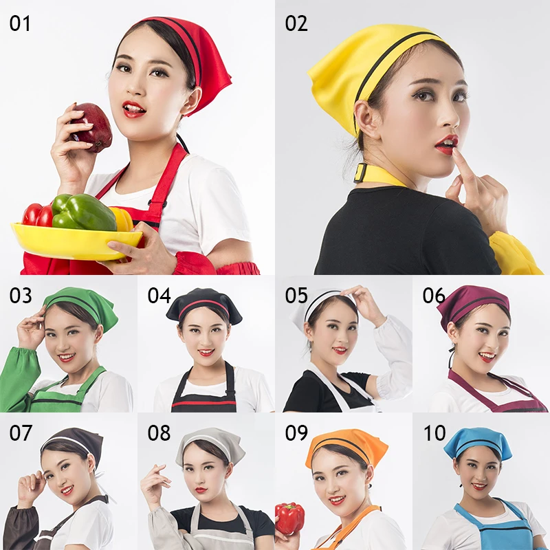 Adult Adjustable Chef Hat Breathable Triangle Head Scarf Kitchen Accessories Cooking Hat Restaurant Chef Worker Cap Dustproof