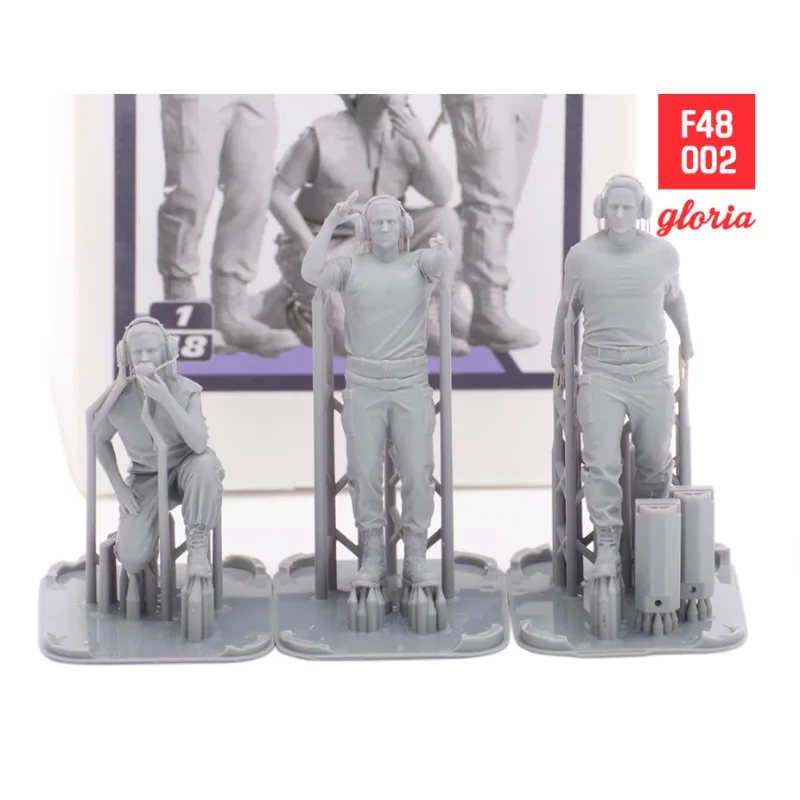 1/48 Unpainted USAF Ground Crew Vol.2  3 Figures 3D Printed Resin Model Kit