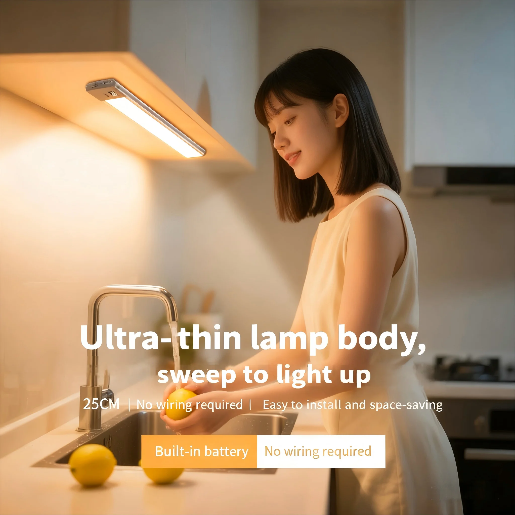 

Hand-Sweep Control Sensor Light, Cool White Single Color, Dimmable Light, No Wiring Required, Easy to Install, Suitable for Cabinets, Wardrobes, Living Room, Bedroom