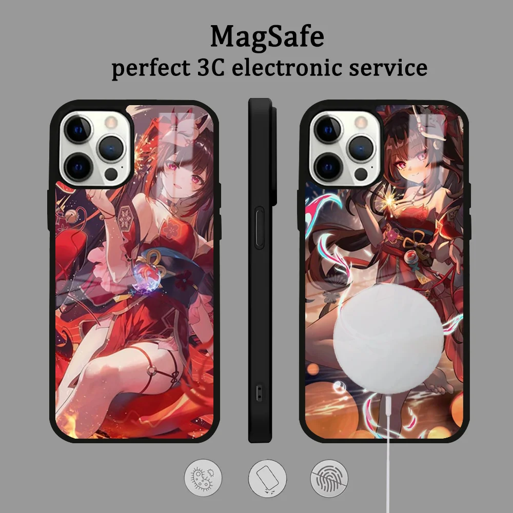 H-Honkai Impact 3rd Sparkle Phone Case For IPhone 16 15 14 13 12 11 Pro Max Plus Mini Magsafe Mirror Wireless Magnetic Cover