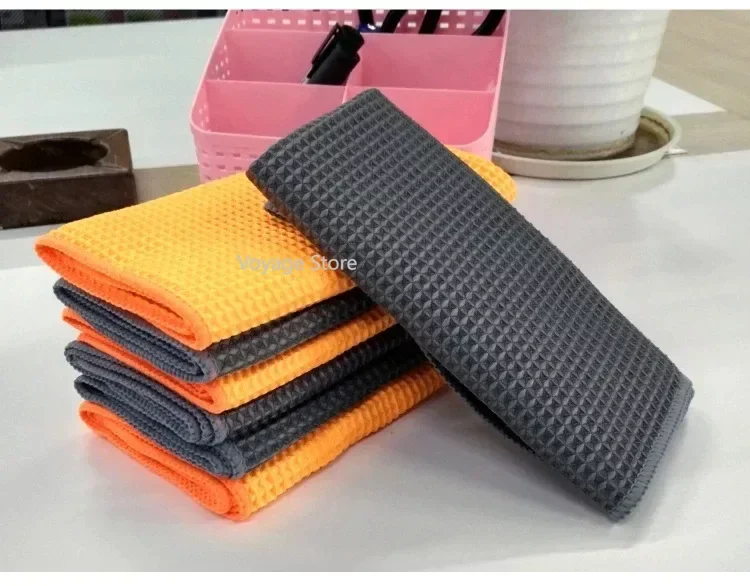 

2PC Car Wash Towel Glass Cleaning Water Drying Microfiber Window Clean Wipe Auto Detailing Waffle Weave for Kitchen Bath 40*40cm