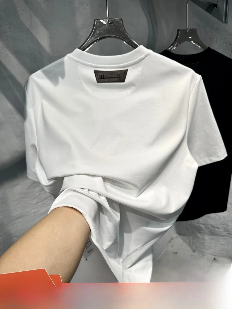 

High-End 00S2 Cotton ort Sve Men's T-irt Comfortable Skin-Friendly Soft Summer Youth Faion round Ne Pure Color