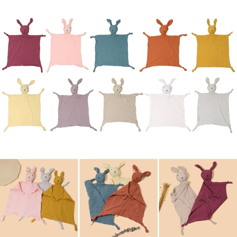 Cotton Lovey Blanket Rabbit Security Blanket Soft & Breathable Baby Toy Comfort