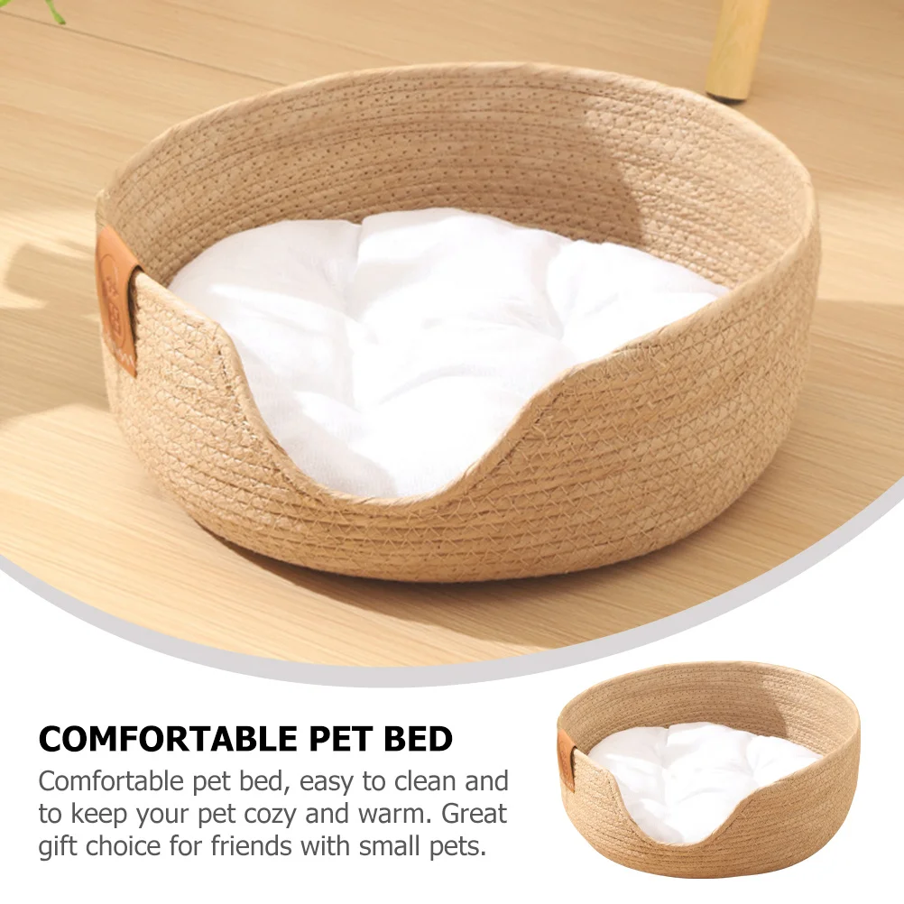 

Woven Summer Pet Nest Comfortable Breathable Cat Sleeping Bed Soft Pet Sleeping House for Home Summer Cat Bed Resting Nest