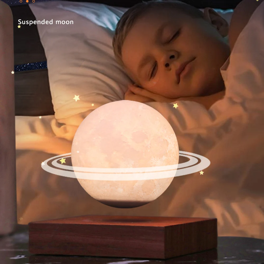 HCNT Magnetic Levitating Moon Lamp 3 Inches Levitation Luna Lamps Floating Night Light 3 Colors LED Room Decor Christmas Gift