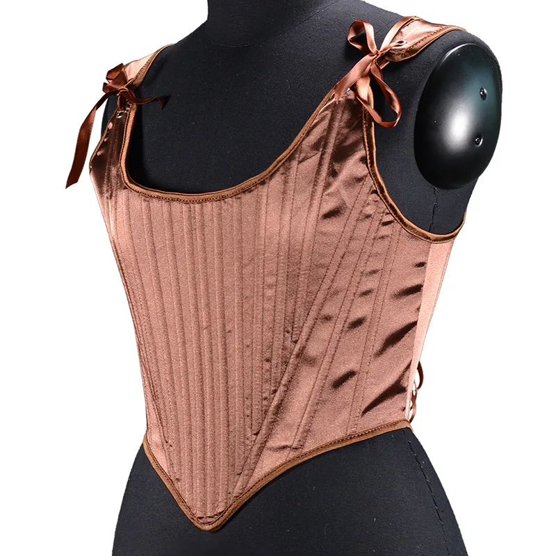 Fashion Women Bustiers & Corsets New Satin Corset Vest Sexy Strap Slim Short Fishbone Vest Corset Brown Corset корсет под грудь