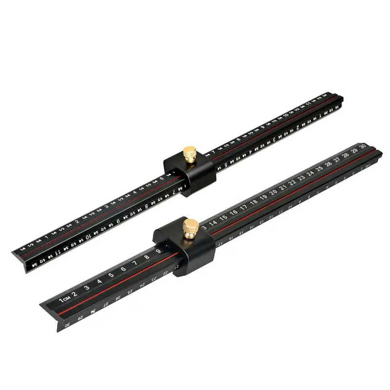 

Edge Ruler Woodworking L-Type Metal Slide Rule Woodworking Ruler With Slide Stops Inch And Metric Woodworking Rulers With Slide