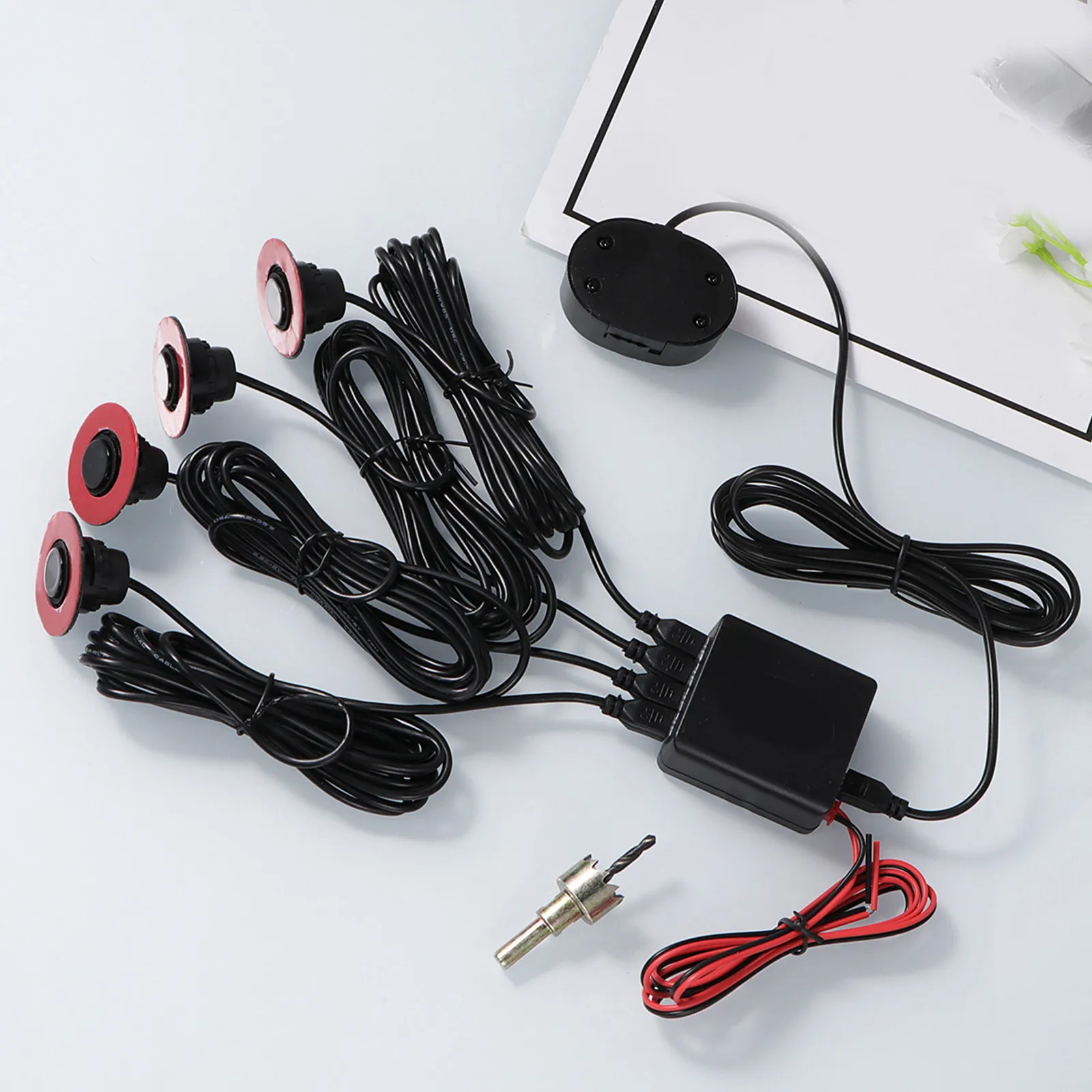 1Set Car Parking Sensor Reverse Radar Round Shape 4 Sensors 16.5mm Buzzer Backup Sound Alert Indicator Probe System Pz330-Xk16.5