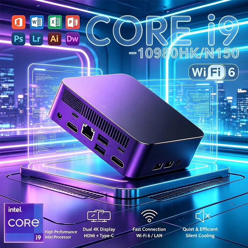NEW Mini PC Intel N150 Core I3 6100U Windows11 16GB 32GB RAM 1TB 2TB SSD WiFi6 Portable Gaming Computer Office PC Desktop