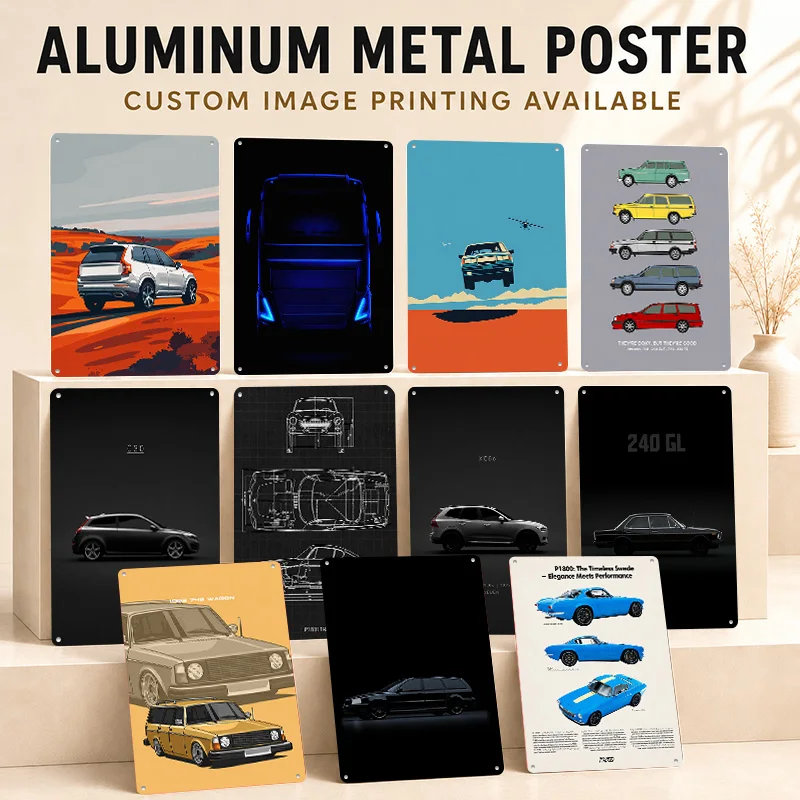 Sweden P1800 240 Wagon Sports Car Textured Posters Customized Aluminum Metal Sign Technical Blueprint Wall Art For Living Room