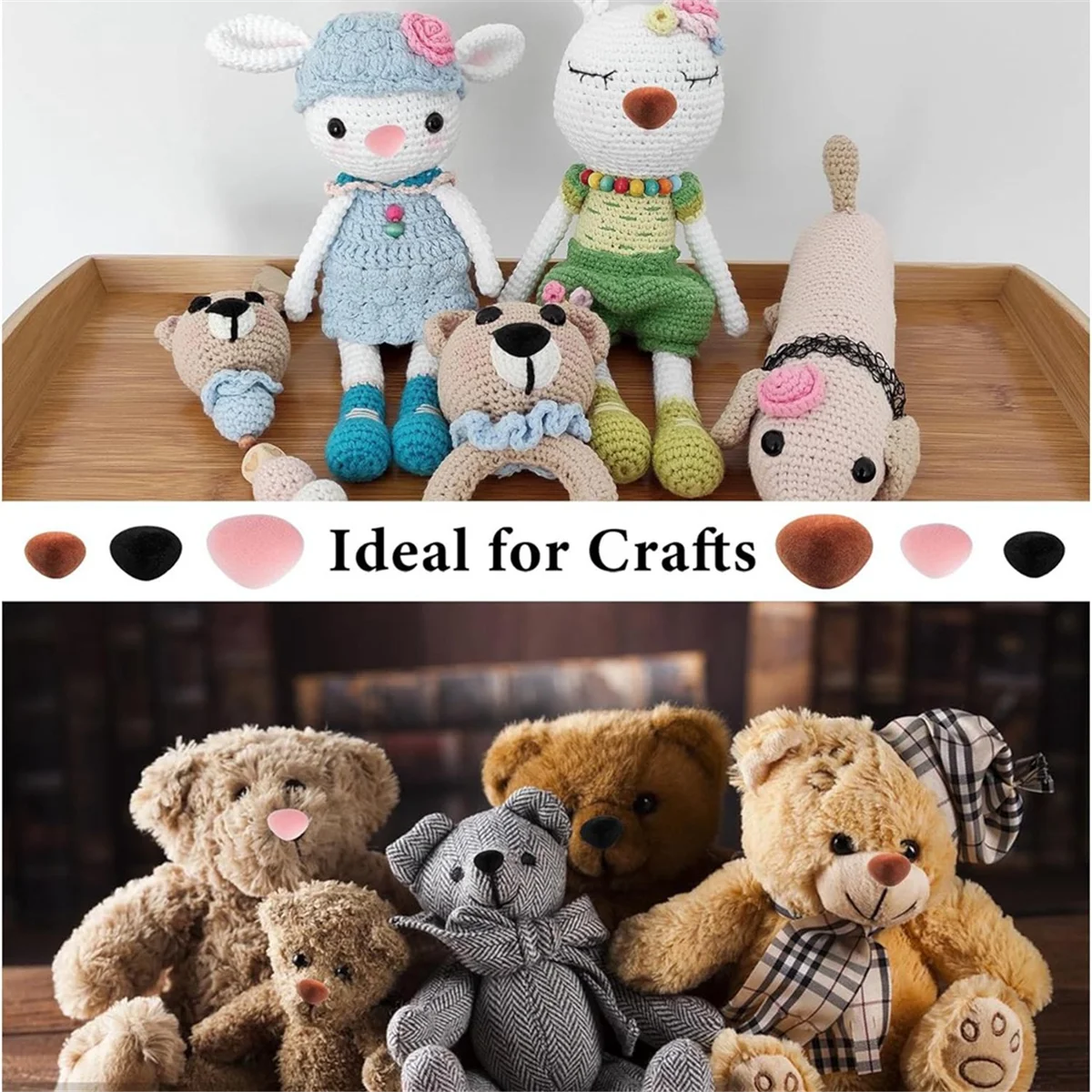 จมูกปลอดภัย90ชิ้นสำหรับ amigurumi จมูกพลาสติกปลอดภัยสำหรับตุ๊กตาสัตว์ยัดนุ่นโครเชต์จมูกกับเครื่องซักผ้าสำหรับงานฝีมือ