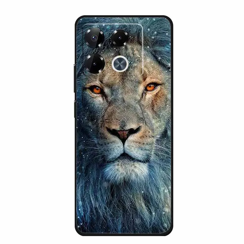 Dla Infinix Note 40 Pro etui na telefon lwa wilk czarne silikonowe miękka tylna obudowa etui do Infinix Note 40 Pro Plus Case 40Pro Plus