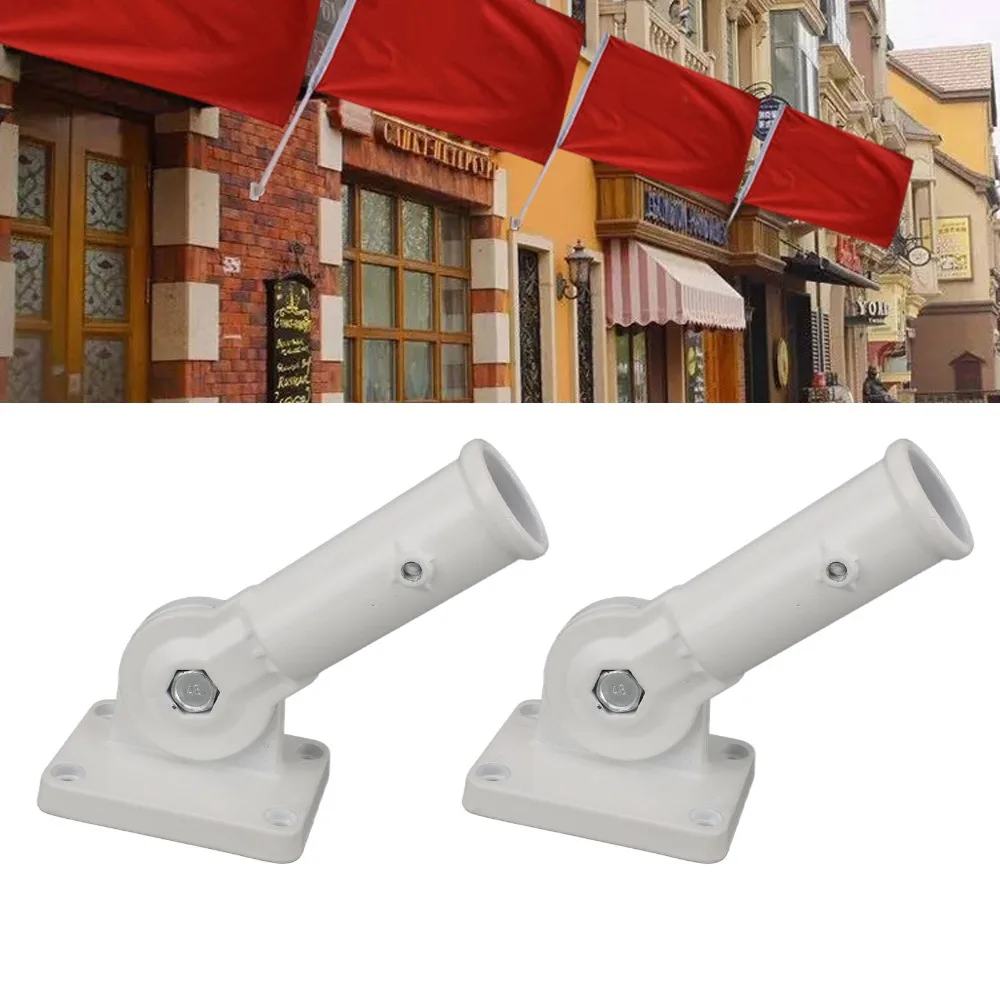 2pcs Adjustable Aluminium Alloy Flag Pole Holder Multi Position Easy Install Flag Pole Mount Flagpole Bracket Outdoor