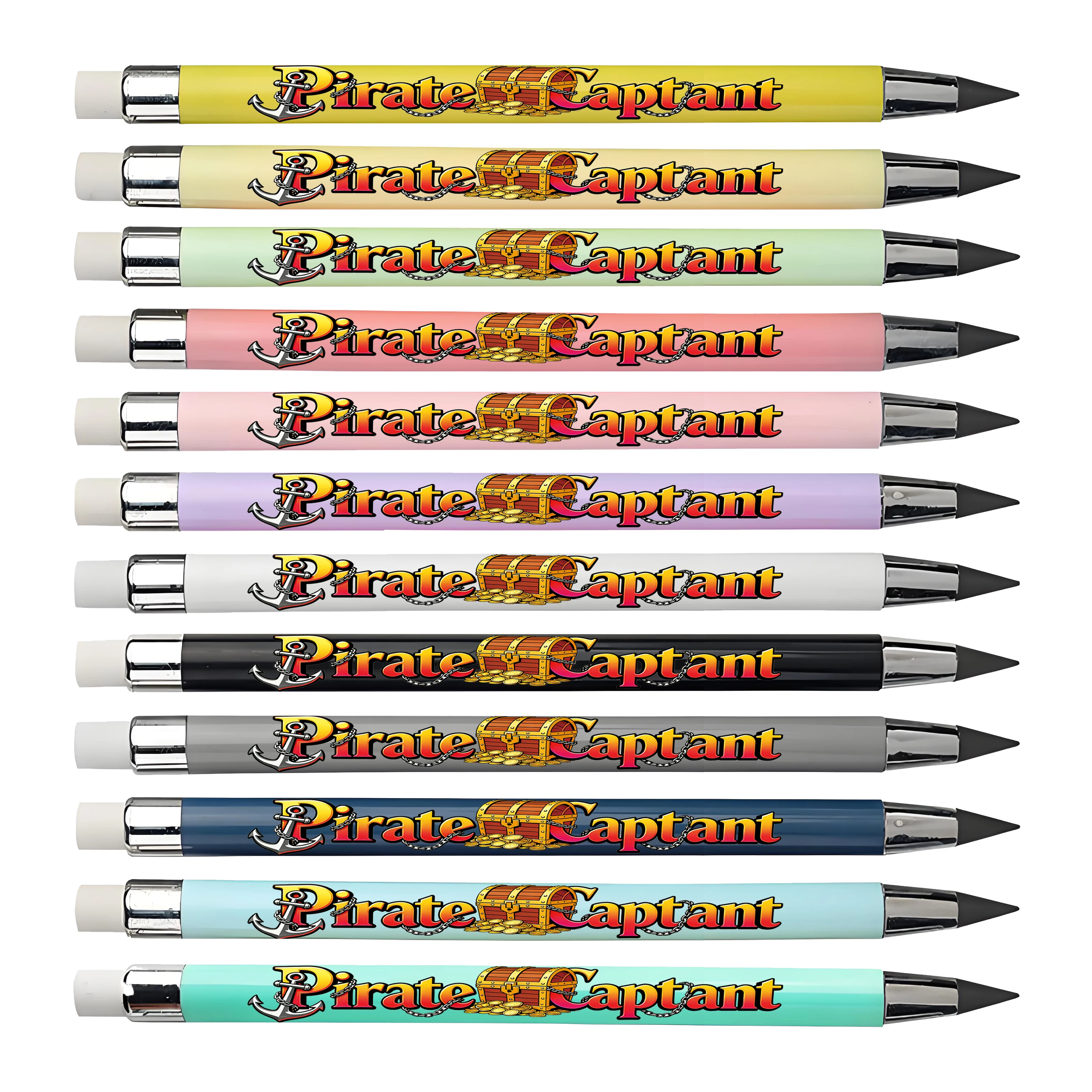 12pcs/24pcs Pirate themed Eternal Pencil Non Sharpening Black Non breakable Pencil Student Writing Pen