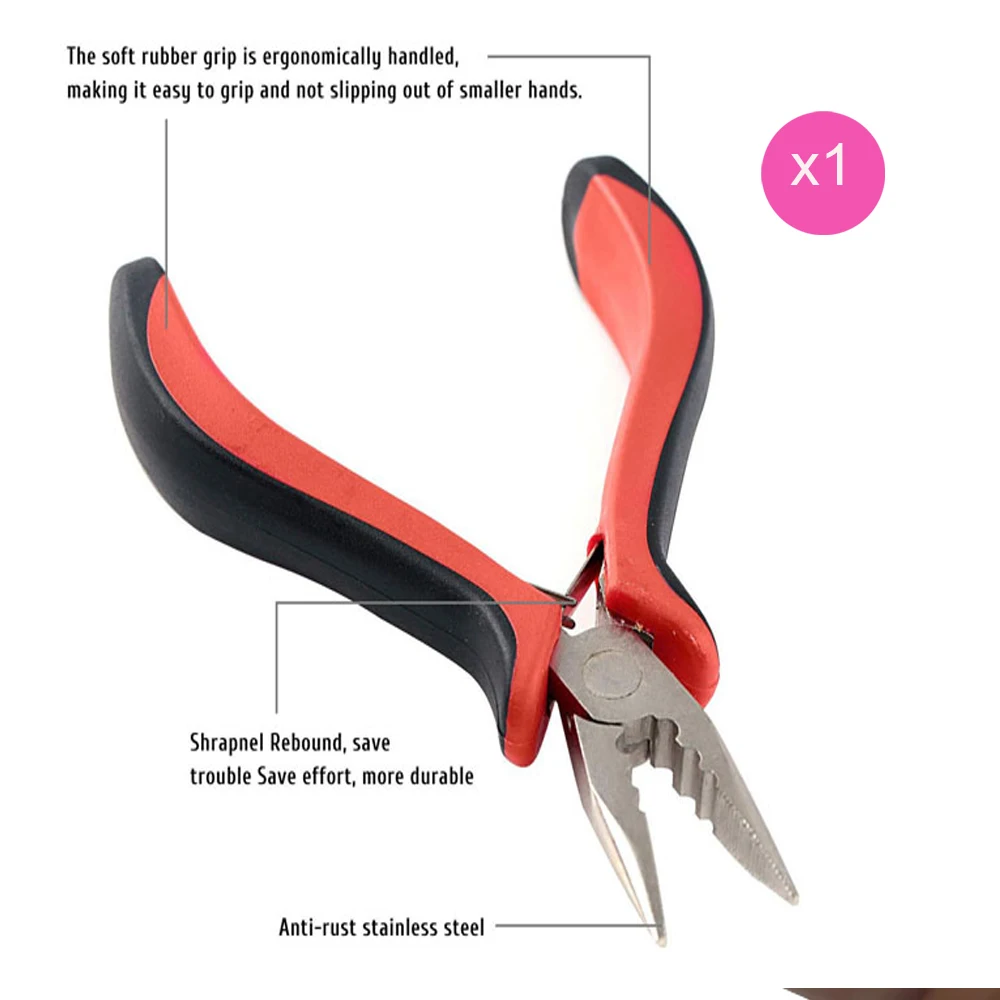 Extension Tongs Hair Capsules Tongs 3 Holes Mini Plier For Micro Nano Ring Hair Extensions Applicates 1Pc Hair Extension Pliers