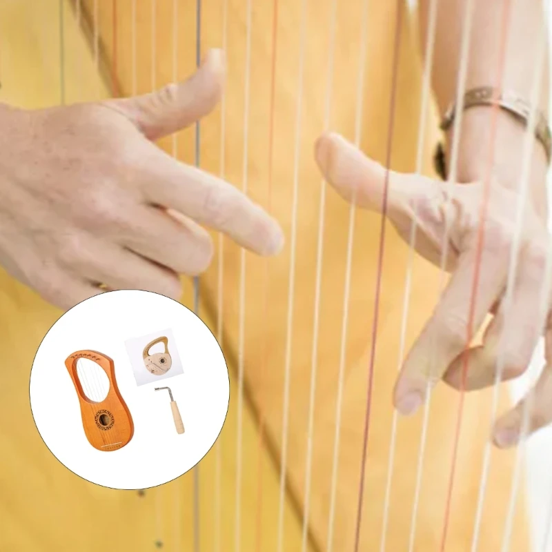 

Wooden Lyre Harp With Natural Warm Tone For Outdoor Or Home Performances,For Travel Classroom Family Entertainment
