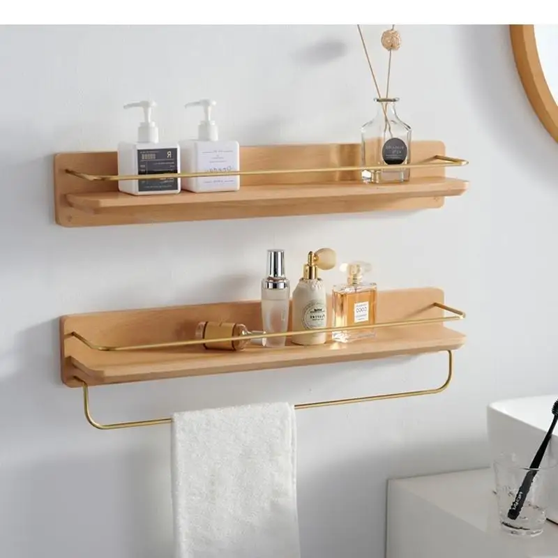 

Bathroom Shelving Wooden Towel Rack Wall Hanging Storage Rack Bathroom Accessories Towel Holder Towel Hanger Wall Storage Holder