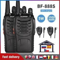 2 pz Baofeng BF888s Walkie Talkie 5W BF-888S trasmettitore radioamatoriale portatile UHF 400-470MHz ricetrasmettitore FM 6KM interfono da caccia