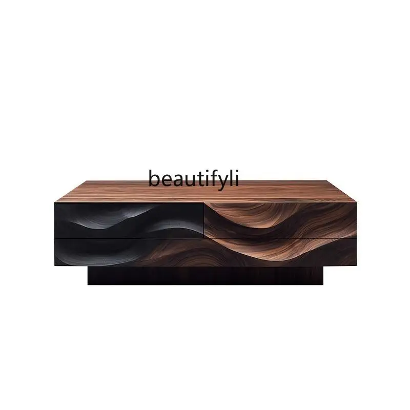 

High-end walnut coffee table rectangular Italian minimalist modern home living room art creativity